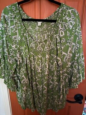 Cato Green Patterned Women’s Tunic Top